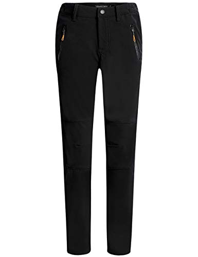 Camii Mia Women's Winter Warm Outdoor Slim Windproof Waterproof Ski Snow Fleece Hiking Pants (28W x 30L, Black)