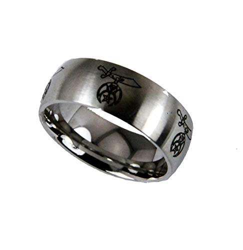 The Quiet Witness T76 Stainless Steel Shriner Band Style Ring Shrine Wedding Scimitar Moon Star Mason Prince Hall (14)