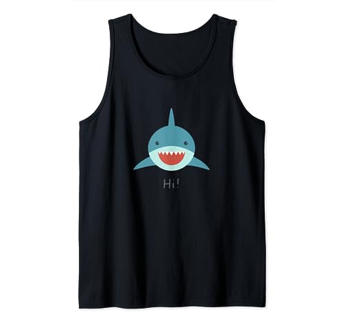 I Love Swimming Funny Children's Shark Motif Cute Shark Tank Top