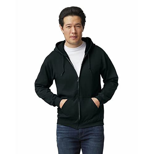 Gildan Adult Fleece Zip Hoodie Sweatshirt, Style G18600, Black, Medium