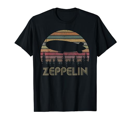 Zeppelin Retro Vintage Sunset 70s 80s Distressed Dirigible T-Shirt