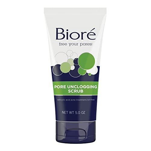 Bioré Pore Unclogging Scrub, Removes Excess Dirt and Oils, Face Scrub, with Salicylic Acid, Oil Free, 5 Ounces (HSA/FSA Approved)