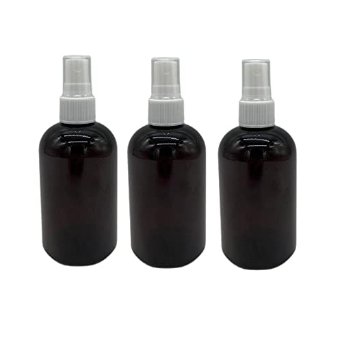 Natural Farms 4 oz Amber Boston BPA FREE Bottles - 3 Pack Empty Refillable Containers - Essential Oils - Aromatherapy | White Fine Mist Sprayers - Made in the USA