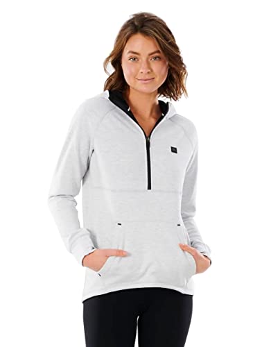 Rip Curl Flux Anti Series Women's 1/4 Zip Hoody - Light Grey Heather - M