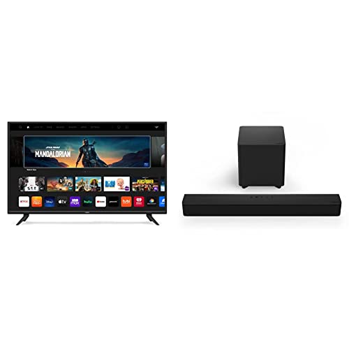 VIZIO 50-Inch V-Series 4K UHD LED Smart TV with Voice Remote, Dolby Vision, HDR10+, V505-J09, 2022 Model V-Series 2.1 Compact Home Theater Sound Bar with DTS Virtual:X, Bluetooth - V21t-J8