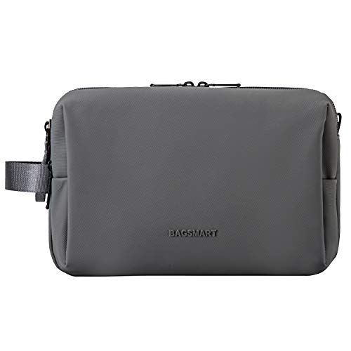 BAGSMART Toiletry Bag for Men, Travel Toiletry Organizer Dopp Kit Water-resistant Shaving Bag for Toiletries Accessories, Door Room Essentials, Grey