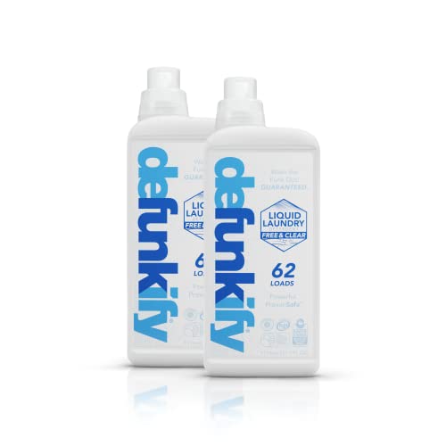 Defunkify Liquid Laundry Detergent | Laundry Soap w/Odor Crushing & Stain Removing Power | Great Christmas Gift | 87% BioBased - 124 Loads (2-Pack of 62 Load Bottles) (Free and Clear)
