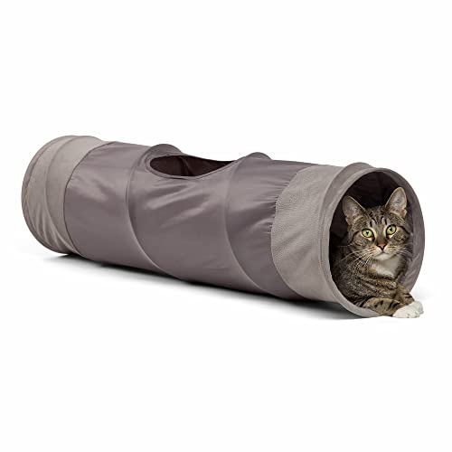 Best Friends by Sheri Ilan Oxford Cat Tunnel for Indoor Cats in Gray with Ball Toy, 36' x 10'