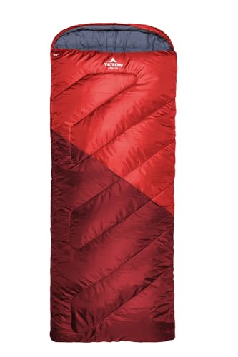 TETON Sports Celsius Regular 20F Degree Sleeping Bag - All-Weather Sleeping Bag for Adults and Kids - Camping Made Easy and Warm. Compression Sack Included, Ruby