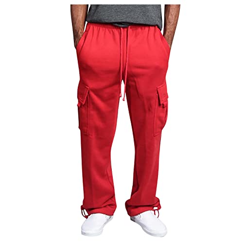 Fashion-Mens-Clothing,Cargo Sweatpants for Men Fleece Lined Cargos Casual Loose Fit Warm Winter Joggers Straight Leg Cargo Pants with Pocket