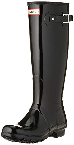 HUNTER Women's Original Tall Gloss Snow Boot, Black, 8 B(M) US