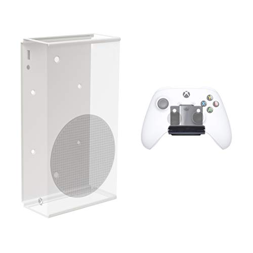 HIDEit Mounts for Xbox Series S and Controller, White Steel Wall Mount for Xbox Series S and Xbox Controller, Pro Bundle Includes 2 Xbox Accessories - Patented