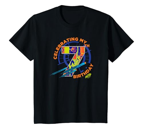 Kids Nerf Birthday Celebrating My 7th Birthday Logo T-Shirt
