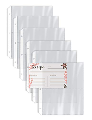 Recipe Card Page Protectors, 50 Count, 4 x 6 inch Pockets, 2 Pockets Per Page, (for Medium Size 8.5'x 9.5' Binders),by Better Kitchen Products, Recipe Book Pocket Page Refill Sheets
