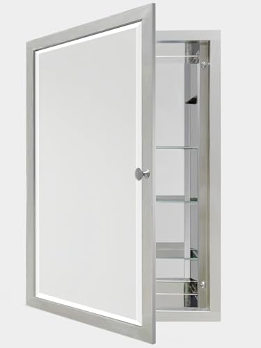 FOMAYKO 15'x 25' Medicine Cabinet Stainless Steel Mirror Cabinet Bathroom Mirror Cabinet Wall Mounted Mirror Cabinet Storage Organizer