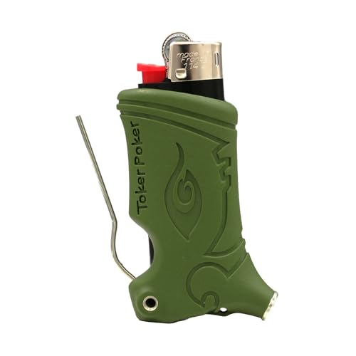 Toker Poker - Mini Bic, Keychain, Lighter Case, Multi Tool of Camping and other (Army)