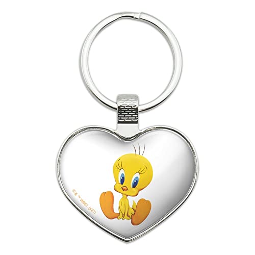 GRAPHICS & MORE Looney Tunes Cute Tweety Keychain Heart Love Metal Key Chain Ring