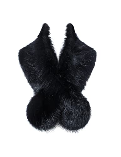 BABEYOND Women’s Faux Fake Fur Collar Shawl Faux Fur Scarf Wrap for Winter Coat 1920s Flapper Outfit 120cm/47.2' Long (Black)