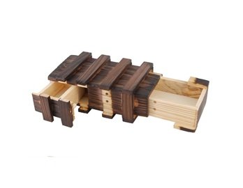 lowpricenice Magic Wooden Box with Extra Secure Secret Drawer, Brown
