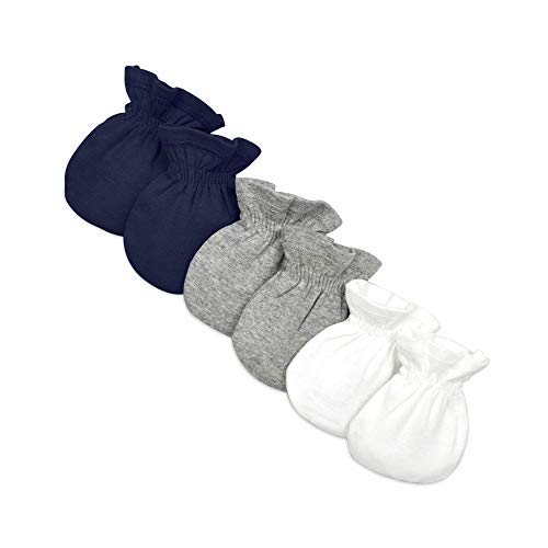 Burt's Bees Baby Girls Mittens, No-scratch Mitts, 100% Organic Cotton, Set Of 3, Midnight