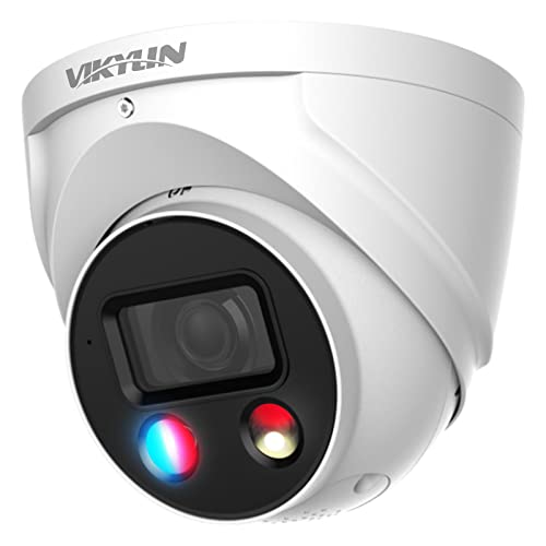 VIKYLIN UltraHD 8MP IP POE AI Camera, Active Deterrence,98ft Night Color Vision F1.0,Vehicle & Human Detection, 2-Way Audio,SD(256GB),IP67,4K Wizsense @30fps Security Outdoor Turret Camera(GK3849)