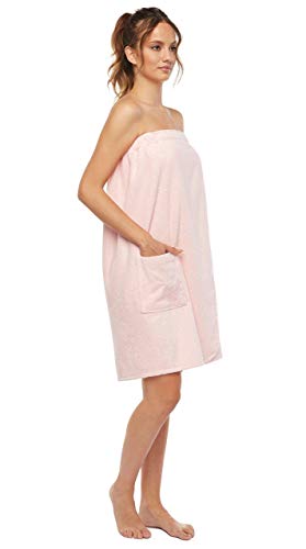 Arus Womens Bathrobe GOTS Certified Organic 100% Turkish Terry Cotton Robe Adjustable Closure Bath Wrap Misty Rose, Medium