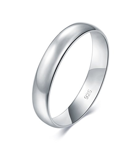 BORUO Silver Ring – 925 Pure Sterling Silver Ring - Sterling Silver Rings for Women – Elegant Silver Band Rings For Women and Men - Gifts for Special Occasions 4mm Ring Size 6.5