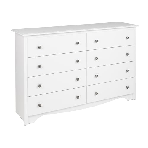 Prepac Monterey 8 Drawer Double Dresser for Bedroom, 15.75' D x 59' W x 36.25' H, White