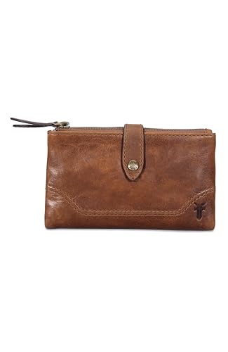 Frye Women's Melissa Double Zip Wallet, Cognac, One Size