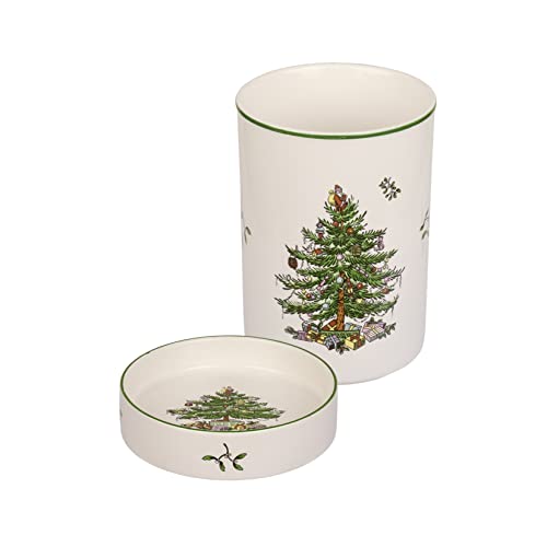 Spode - Christmas Tree Collection - Wine Chiller and Coaster Set - Chiller Measures at 6' H x 4.4' D - Coaster Measures at 1' H x 4.9'D - Dishwasher, Microwave, and Freezer Safe