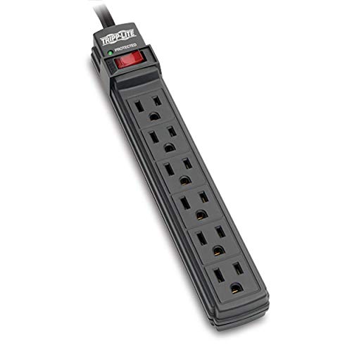 Tripp Lite 6 Outlet Surge Protector Power Strip, 6ft Cord, Black, $10,000 INSURANCE (TLP6B)