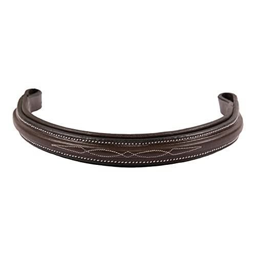 ExionPro Fancy Stitched Square Raised Padded Straight Leather Browband | Browbands for Horse Bridle | Equestrian Browband | Size - Full, Cob, Over, Pony | Color - Brown, Black