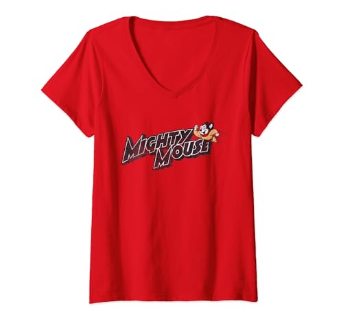 Mighty Mouse Might Logo V-Neck T-Shirt