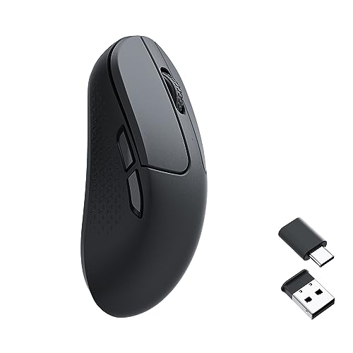 Keychron M3 Mini Wireless Optical Mouse, Bluetooth 5.1/2.4 GHz/Wired Gaming Mouse, Programmable PixArt 3395 Sensor with up to 26,000 DPI/ 650 IPS, Lightweight Ergonomic for Windows Mac Linux - Black