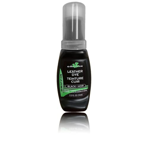 GRIFFIN Black Leather Dye with Applicator - Leather Repair and Scratch Repair for Shoes, Boots, Leather Furniture and More! (2.5 oz) - Made in The USA