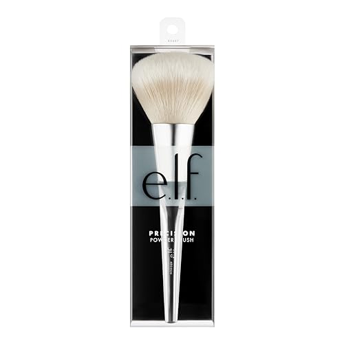 e.l.f. Precision Powder Brush for Detail Application, Synthetic, Silver