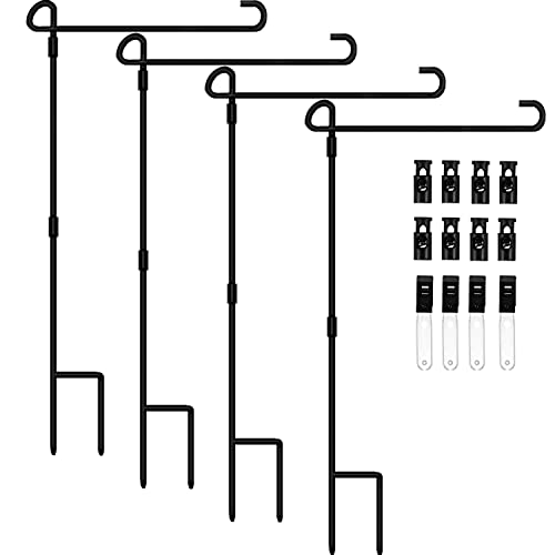 Garden Flag Holder Stand-4 Pack Garden Flag Pole 13.5' Width Premium Lawn Flag Pole Holder with Anti-Wind Clip for Outdoor Garden Lawn
