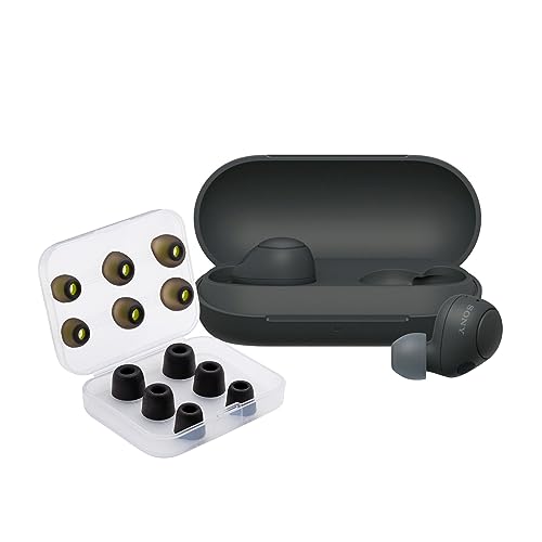 Sony WF-C700N Truly Wireless Noise Canceling Bluetooth Earbuds with Mic (Black) Bundle with Isolating Memory Foam Tips and Silicone Earbuds (3 Pairs Each)(2 Items)