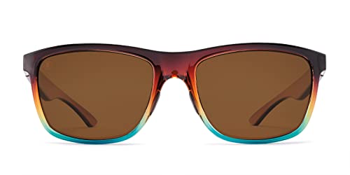 Kaenon Unisex Rockaway Square Polarized Sunglasses - Tobacco Denim Frame | Brown 12% Lens