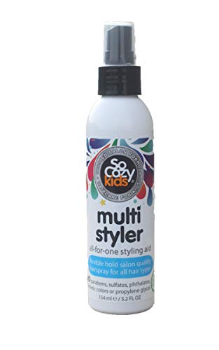 SoCozy Multi Styler, Styling Hair Spray for Kids, Safe for Everyday Use (5.2 Fl Oz) Holds Like a Light Gel, Gentle Formula with Quinoa, Vitamin B5 & Aloe, No Parabens, Sulfates or Synthetic Colors