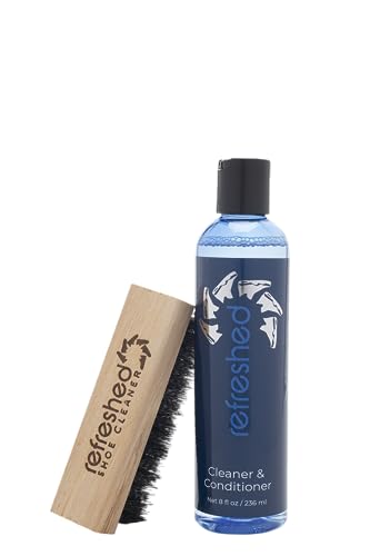 Shoe Cleaner Conditioner | Sneaker Cleaning kit - Suede, Leather, Nubuck, Canvas, Mesh, White Sneakers | 1x 8 Ounce Cleaning Solution, 1x Brush