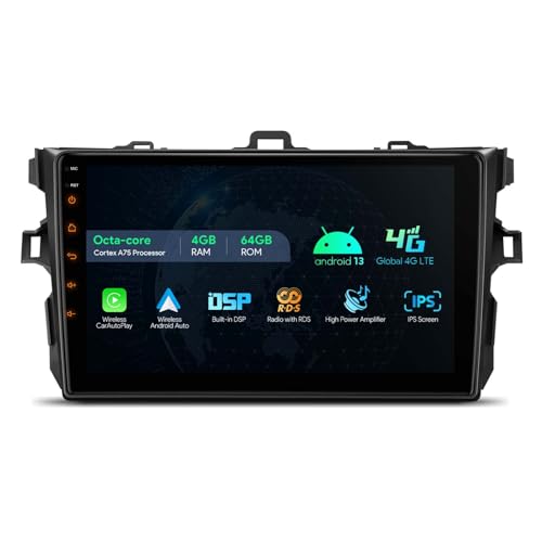 XTRONS Android 12 Car Stereo Radio Player 9 Inch IPS Touch Screen GPS Navigation Built-in DSP Car Play Android Auto 4G LTE Bluetooth Head Unit Supports Backup Camera WiFi OBD2 DVR for Toyota Corolla