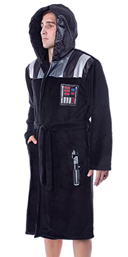 INTIMO Star Wars Adult Darth Vader Costume Fleece Robe Bathrobe For Men Women (S/M) Black