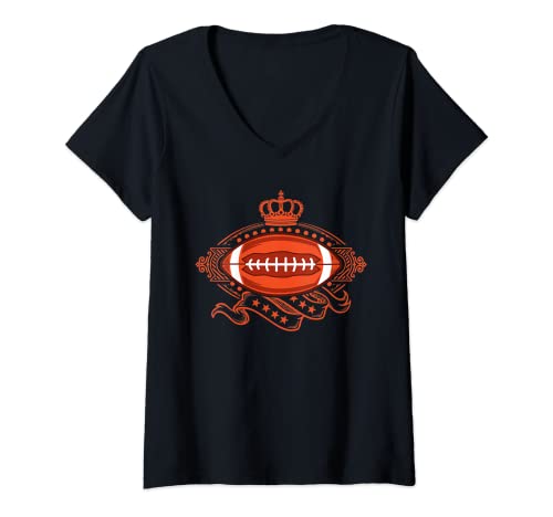 Womens Vintage College Passback Training American Football KING V-Neck T-Shirt