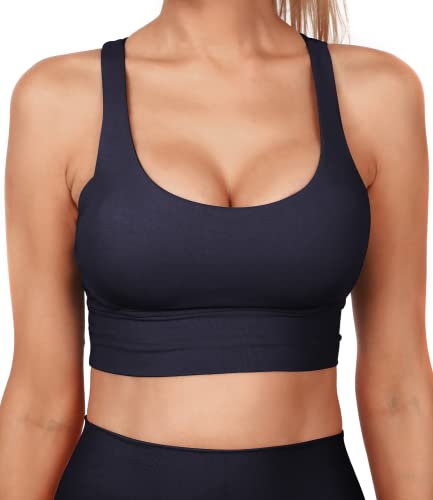 Grace Form Strappy Sports Bra for Women Padded High Impact Push Up Athletic Running Sports Bra Workout Top Yoga Bra