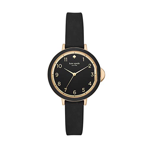 Kate Spade New York Women's Park Row Quartz Metal and Three-Hand Silicone Watch, Color: Black/Gold (Model: KSW1352)