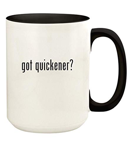 Knick Knack Gifts got quickener? - 15oz Ceramic Colored Handle and Inside Coffee Mug Cup, Black