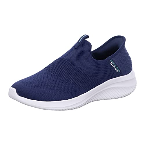 Skechers Women's Hands Free Slip Ins Ultra Flex 3.0 Smooth Step Sneaker, Navy, 9