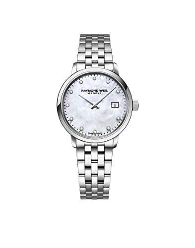 RAYMOND WEIL Toccata Women's Watch, Quartz, Mother-of-Pearl with Diamond Indexes, Stainless Steel Bracelet, 29 mm (Model: 5985-ST-97081)
