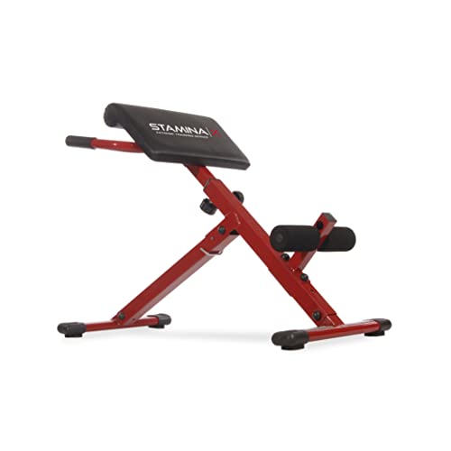 Stamina X Hyperextension Bench - Adjustable and Foldable Roman Chair with Smart Workout App for Home Workout - Up to 250 lbs Weight Capacity